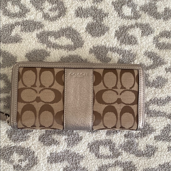 Coach Handbags - Coach Brown and Tan Zip Around Wallet